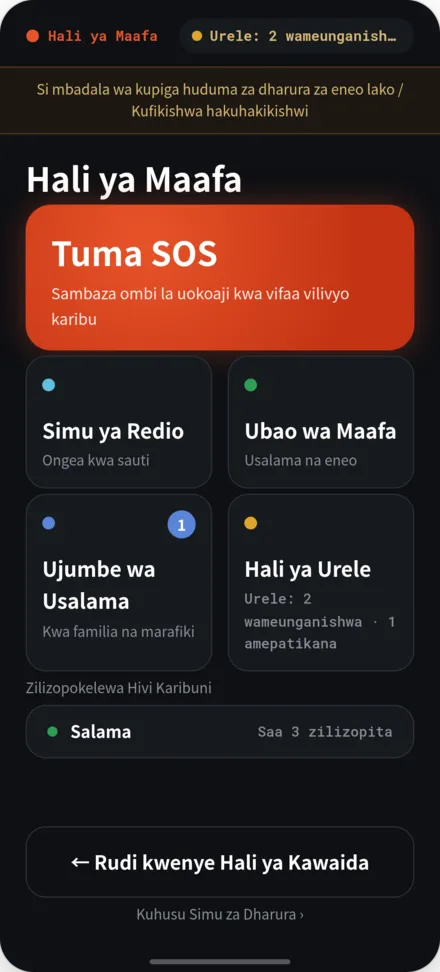 Nyumbani katika dharura. SOS, bodi, njia.