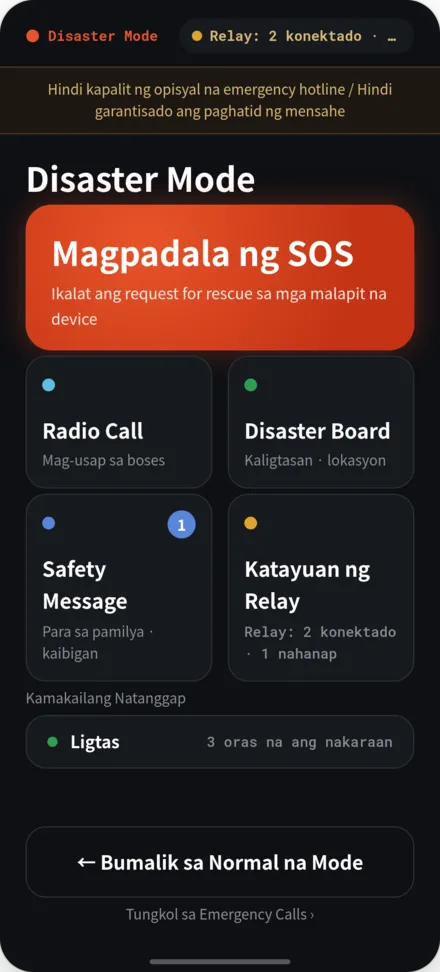 Home screen sa disaster mode